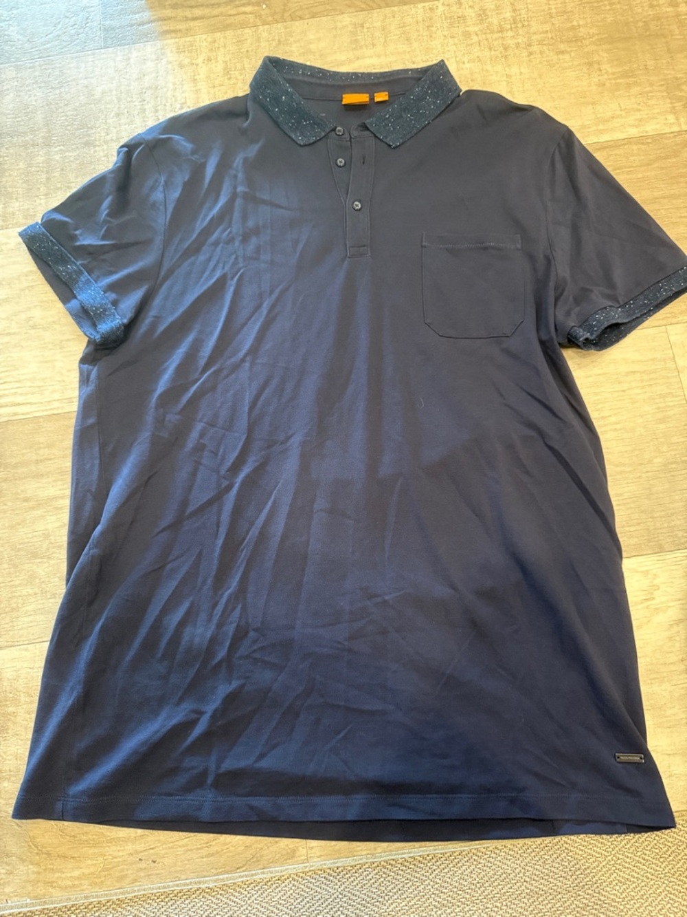 Men's Navy Polo Shirt with Contrast Collar and Cuffs